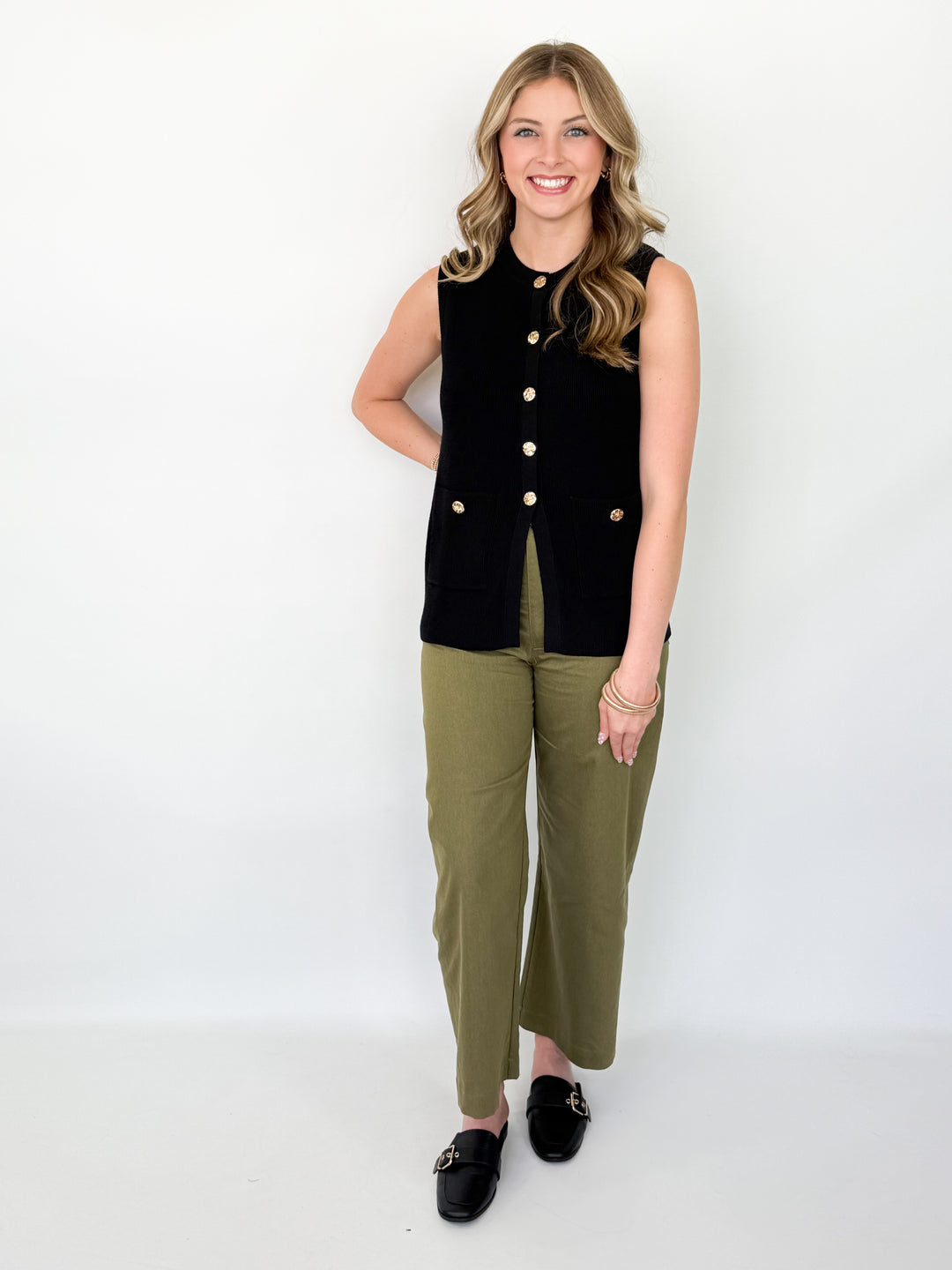 Lasarah - Ankle Cropped Pants (Olive Green)