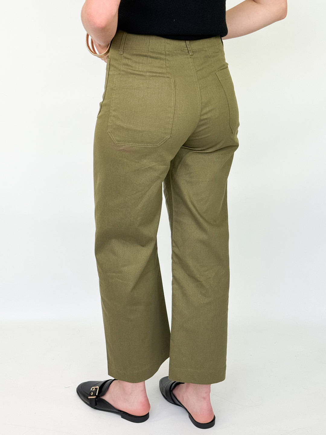 Lasarah - Ankle Cropped Pants (Olive Green)