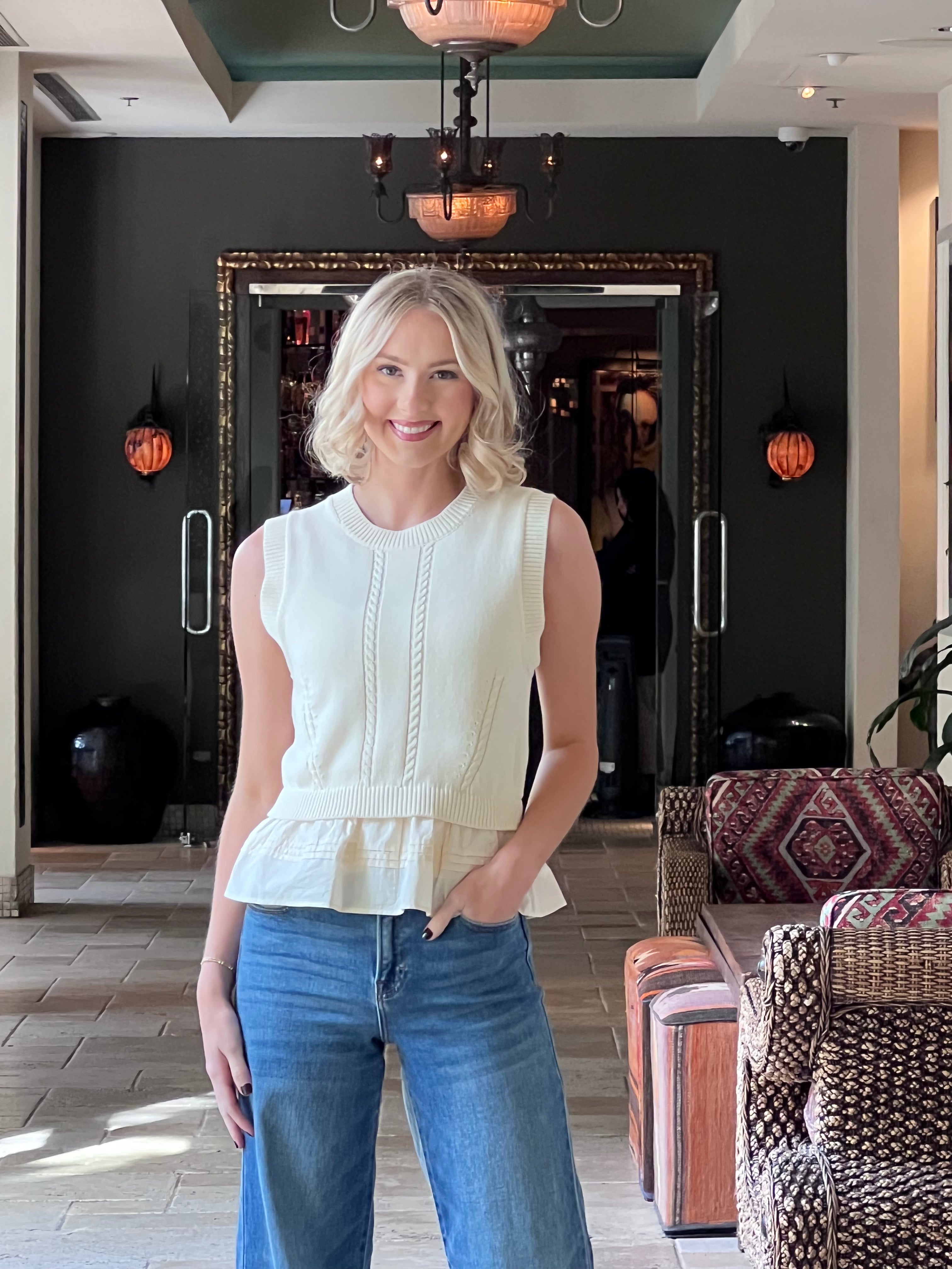 Laci - Sleeveless Knit Peplum Top