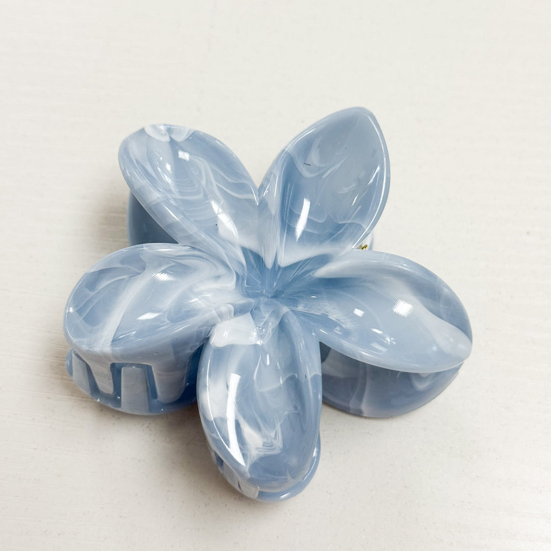 Aria - Blue Marble Tropical Flower Claw Clip