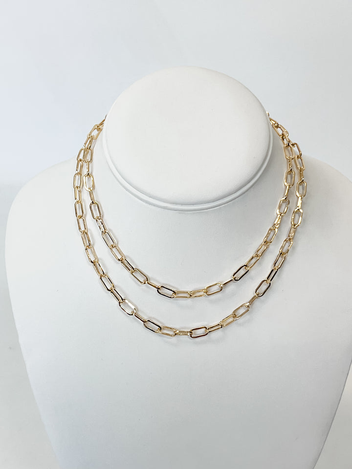 Mila - Long Gold Chain Link Necklace
