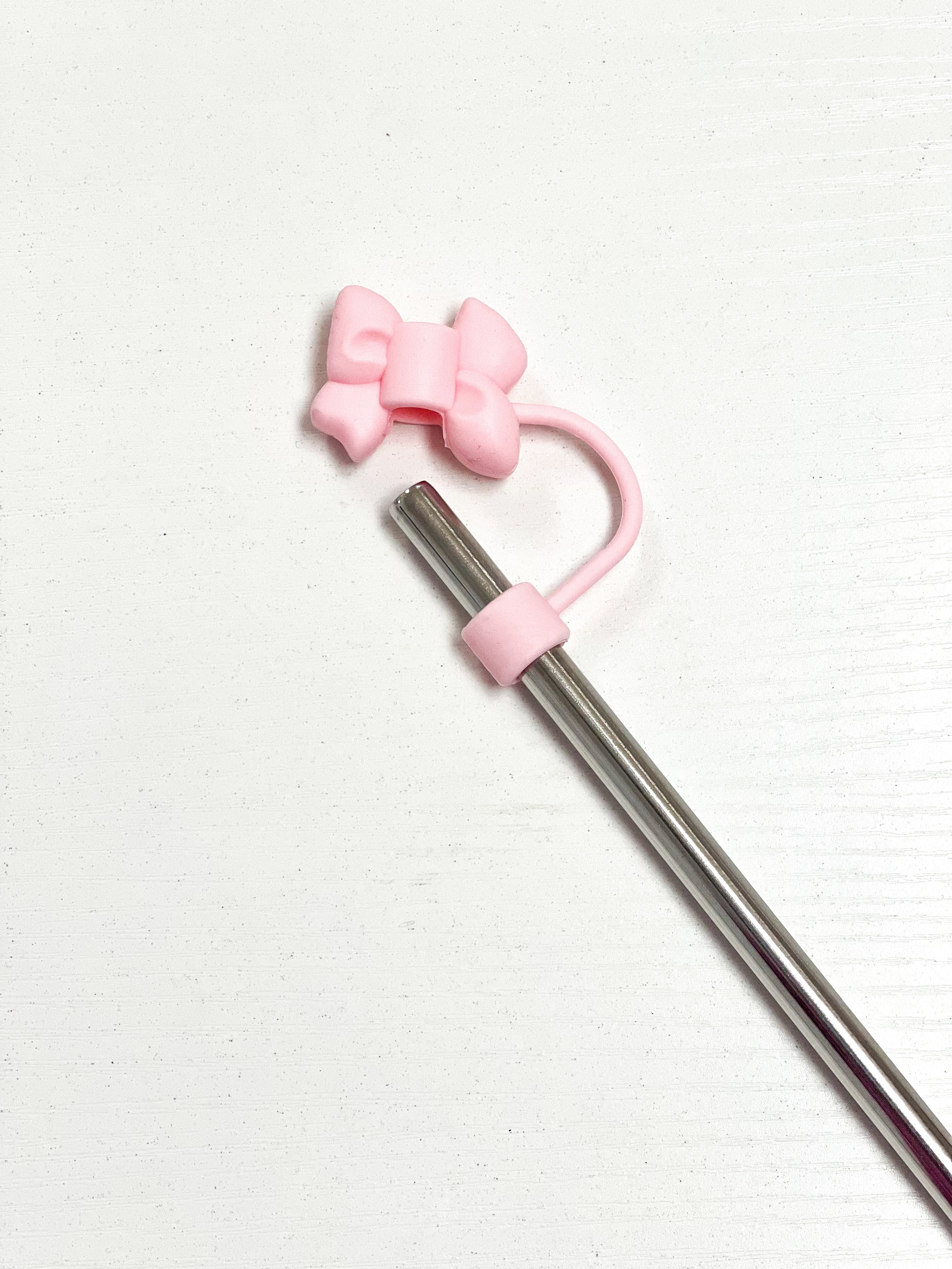 Straw Topper - Light Pink Bow