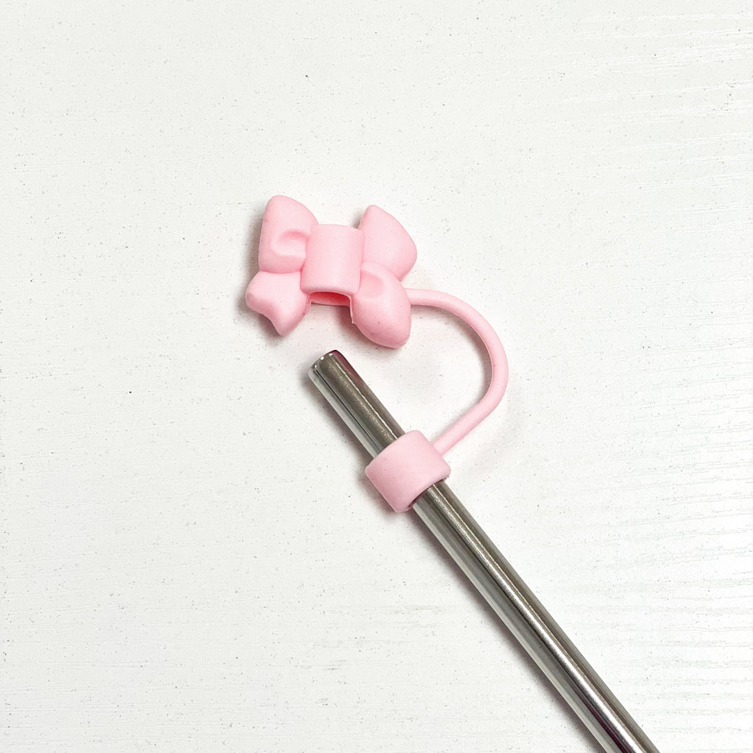 Straw Topper - Light Pink Bow