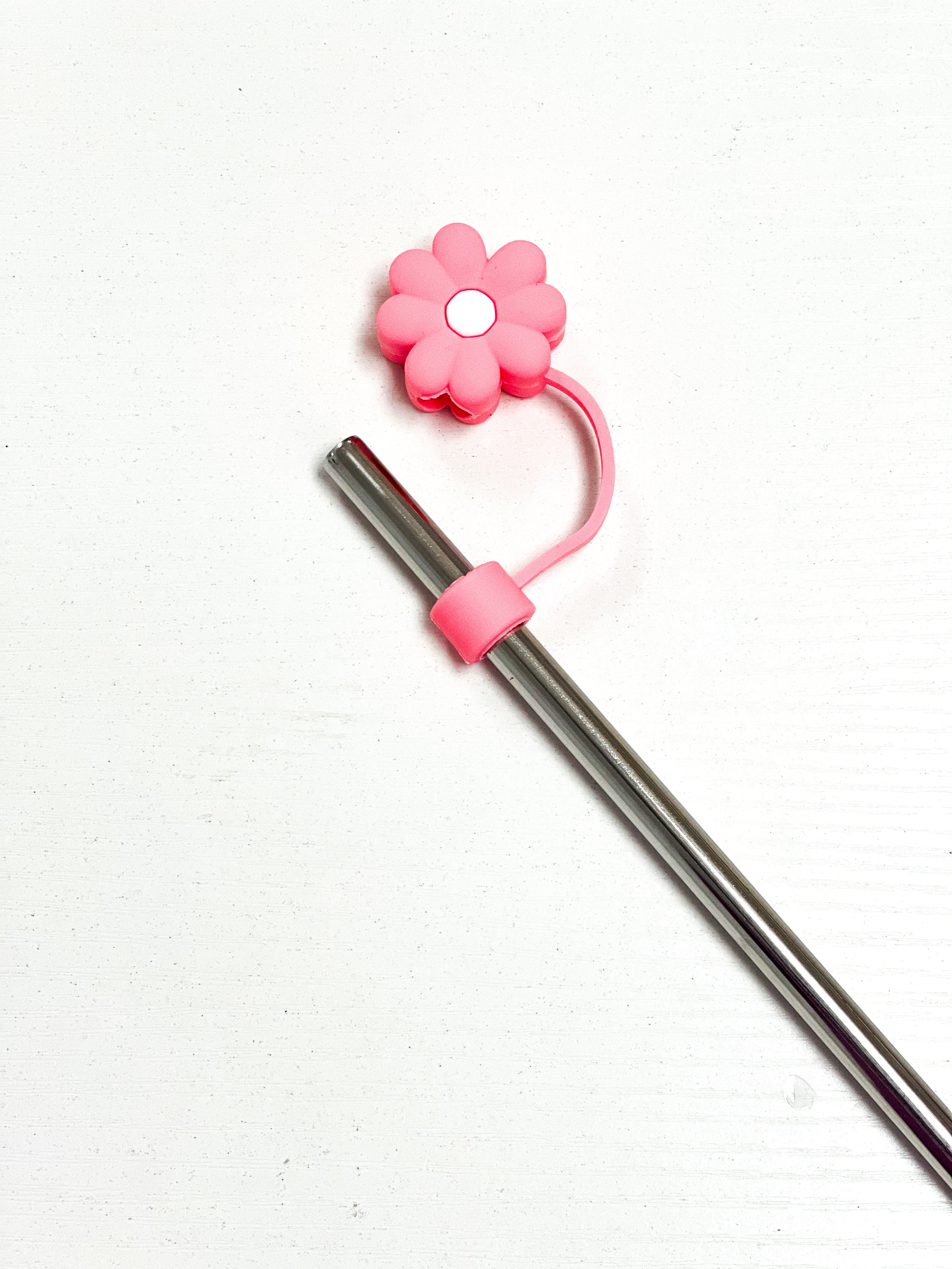 Straw Topper - Pink Flower