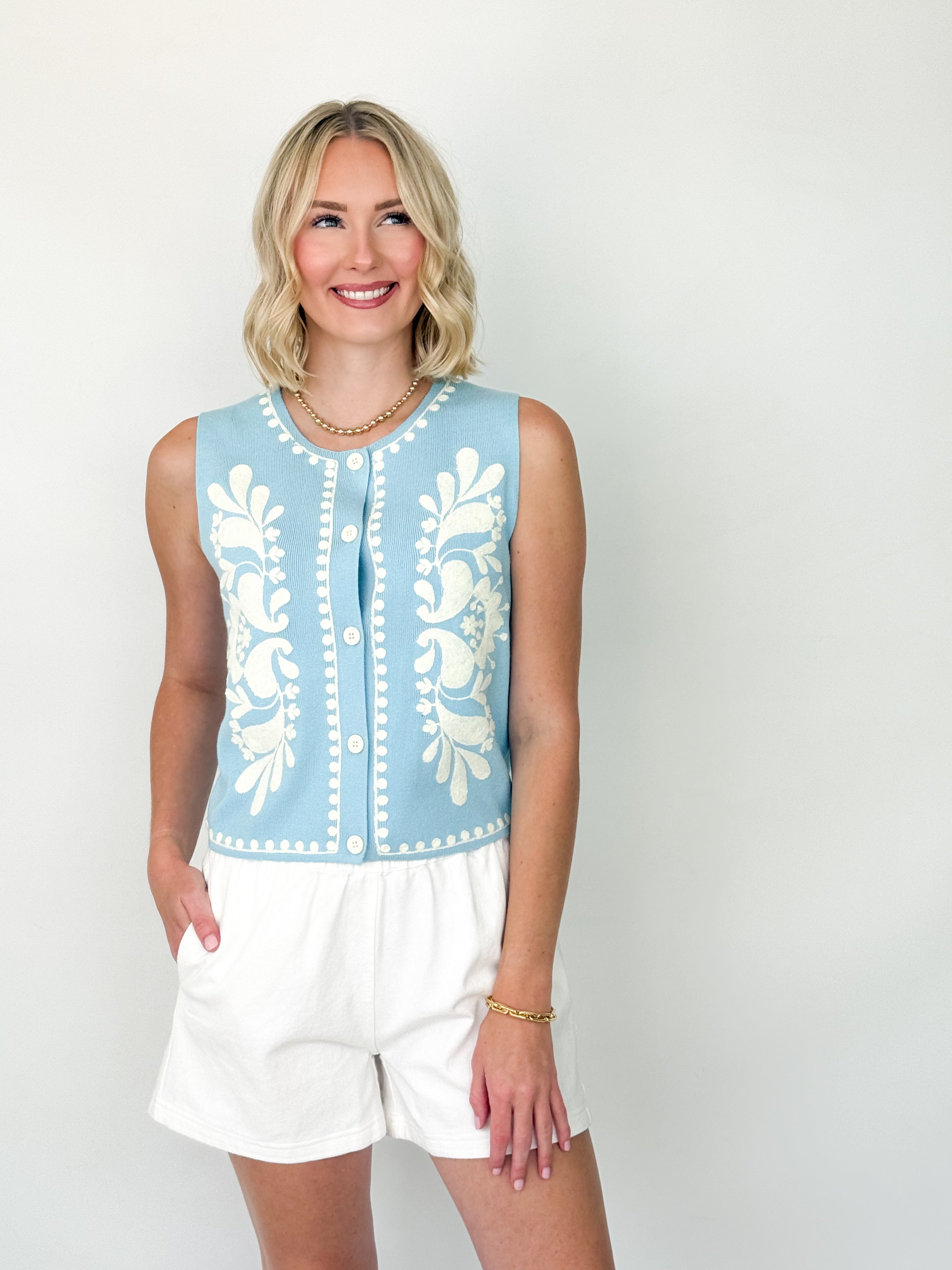 Shannon - Embroidered Vest Top