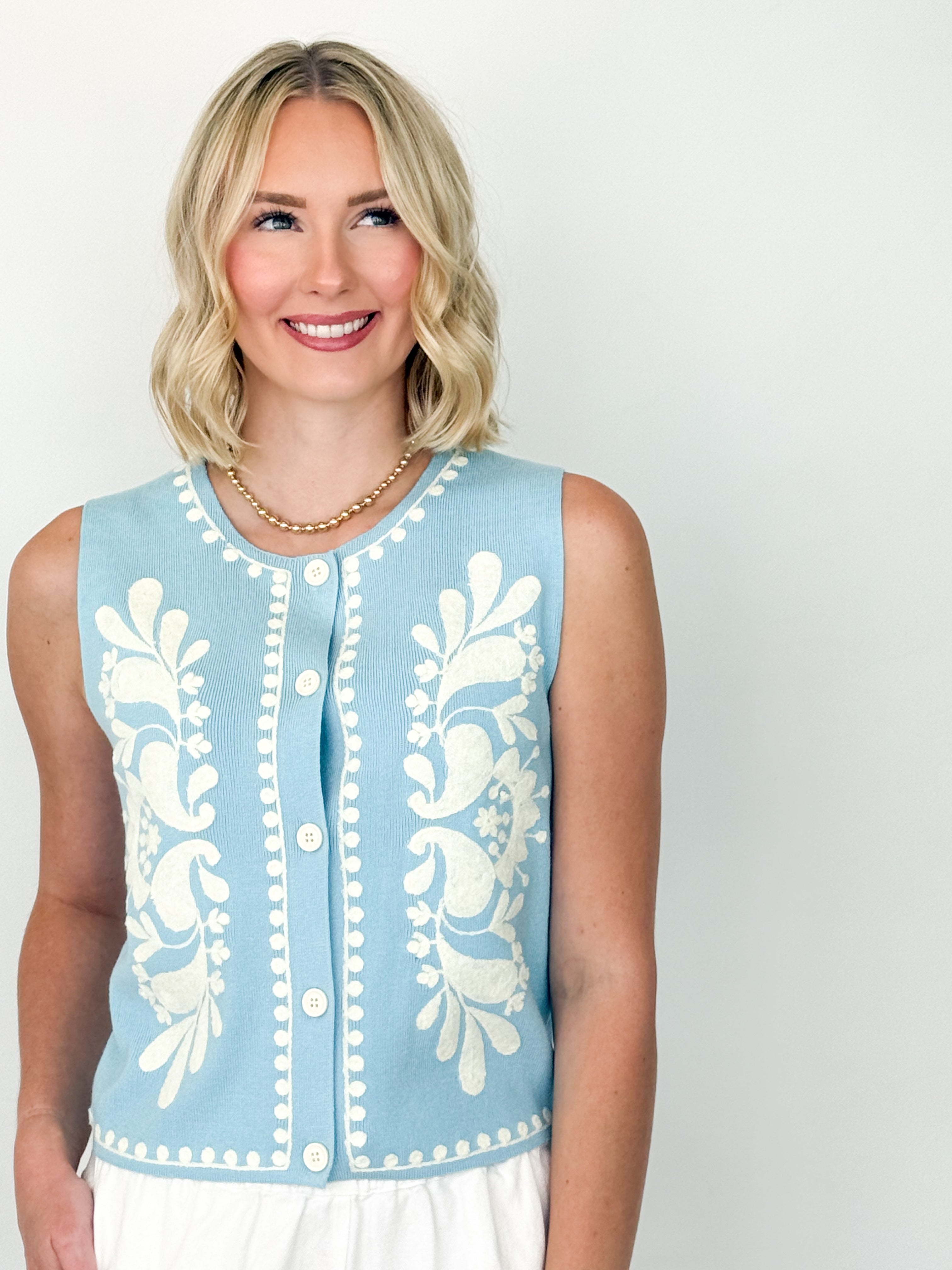 Shannon - Embroidered Vest Top