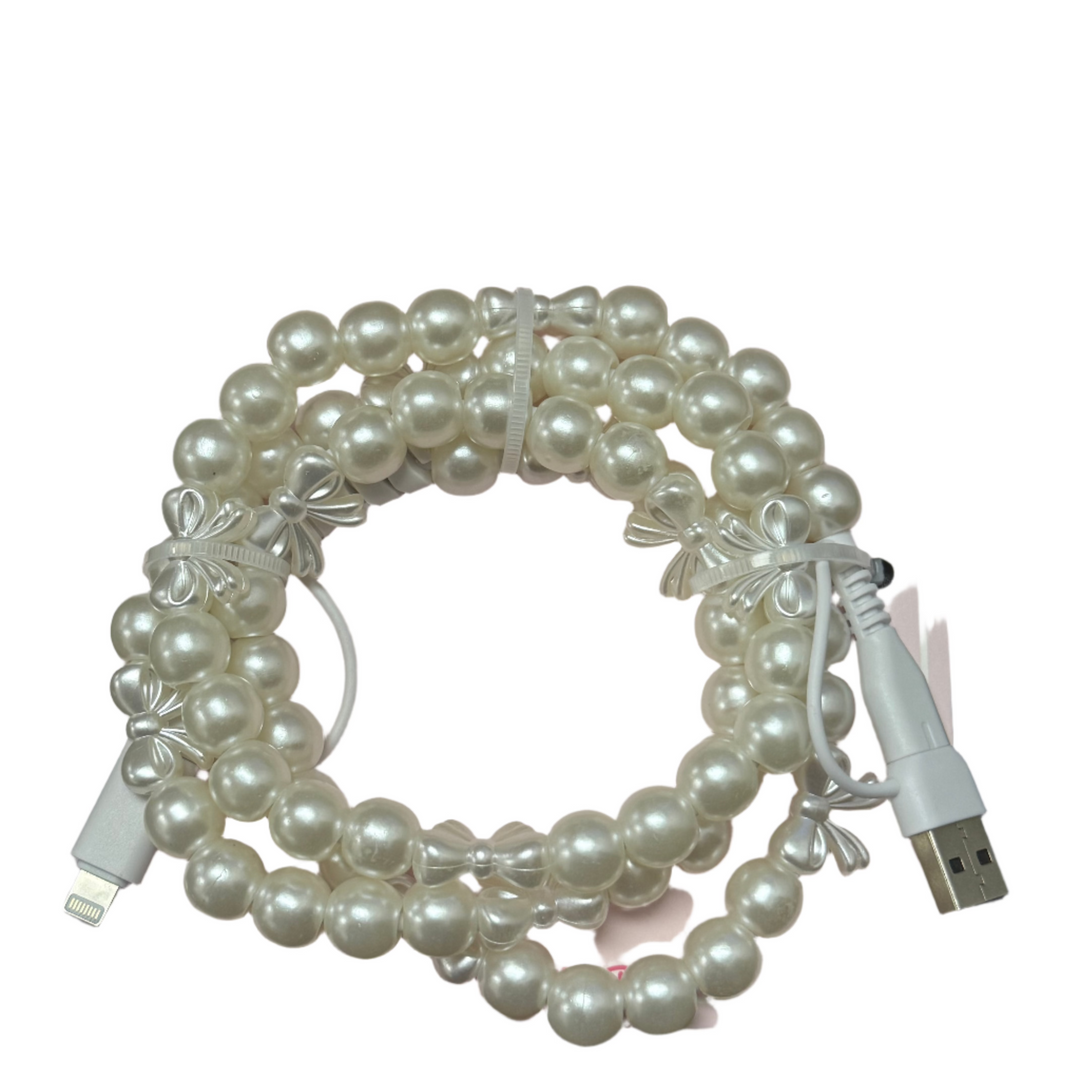 Phone Charging Cable - Pearls & Bows