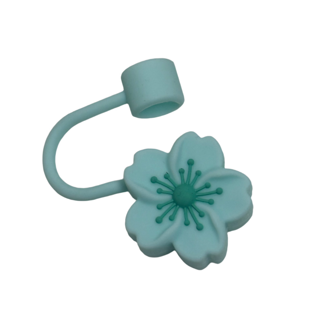 Straw Topper - Sea Foam Hibiscus Flower
