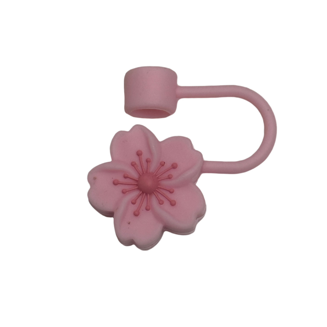 Straw Topper - Pink Hibiscus Flower