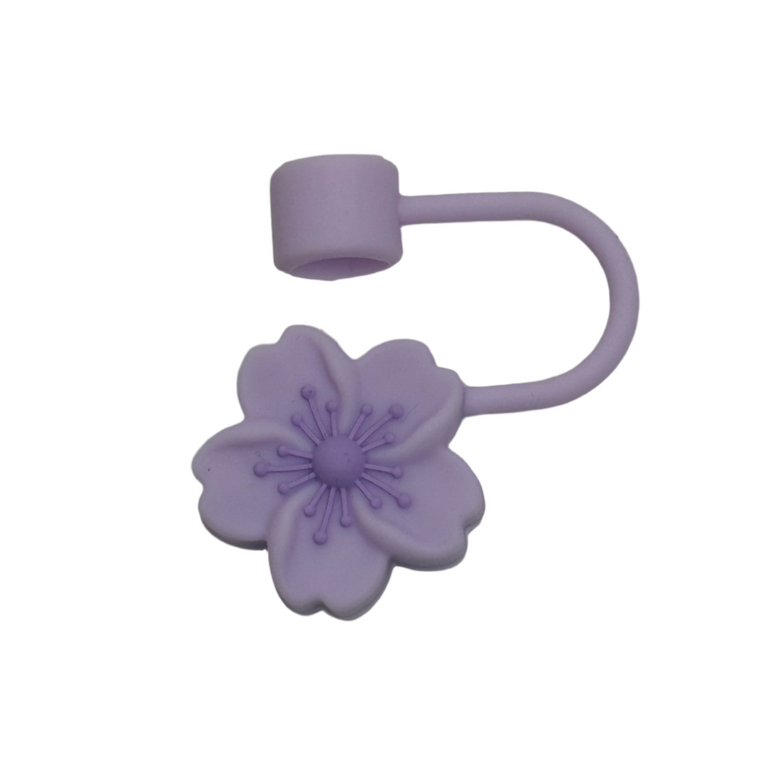 Straw Topper - Lavender Hibiscus Flower