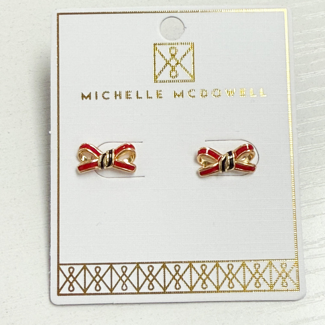 Eloise - Bow Earrings (Red & Black)