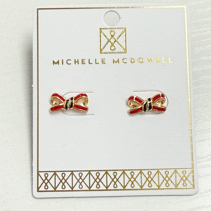 Eloise - Bow Earrings (Red & Black)