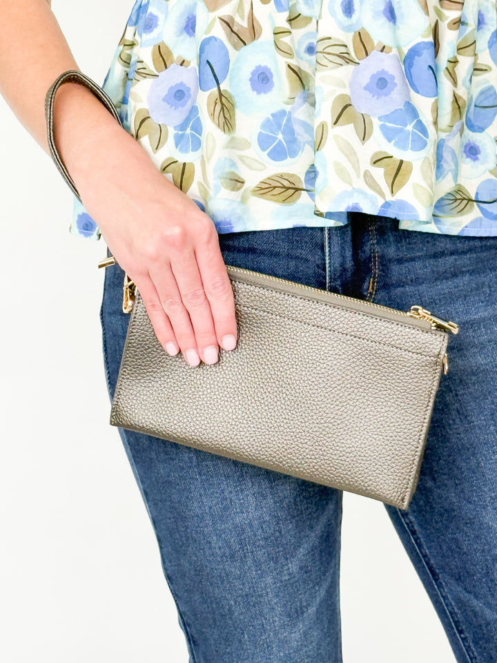 Lexie - 5 Compartment Crossbody/Wristlet (Gunmetal)