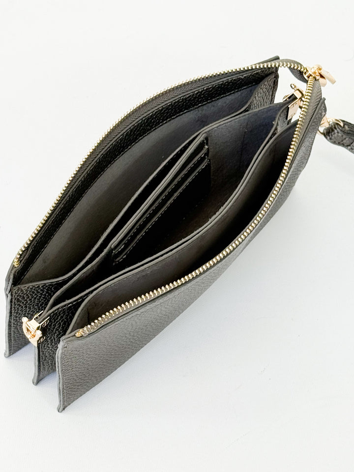 Lexie - 5 Compartment Crossbody/Wristlet (Gunmetal)