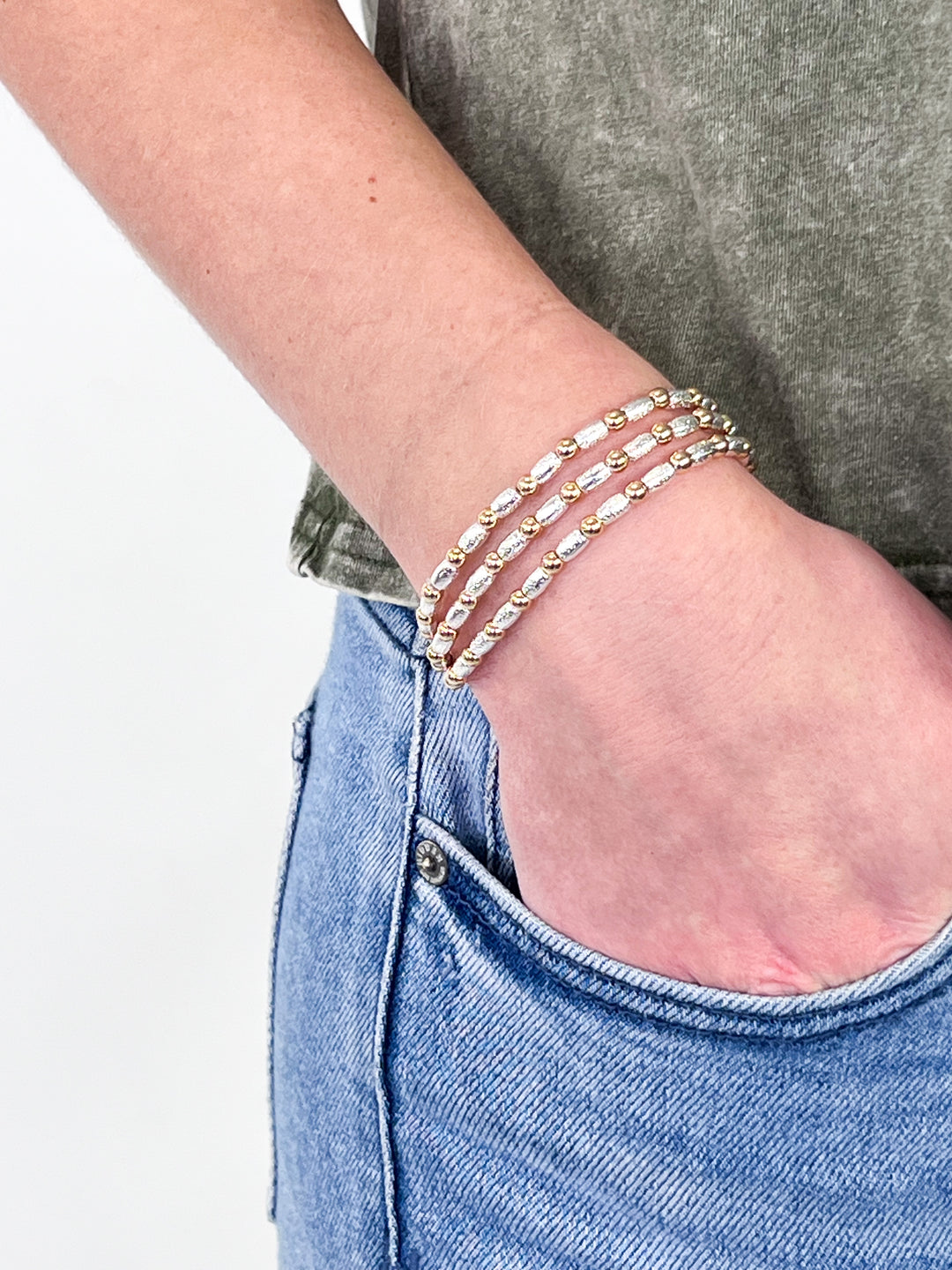 Maggie - Two Tone Beaded Bracelet Set