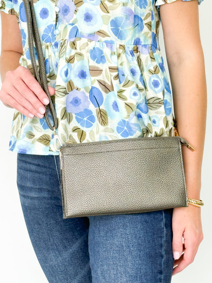 Lexie - 5 Compartment Crossbody/Wristlet (Gunmetal)