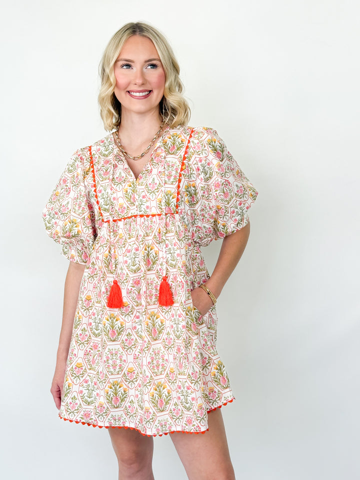 Kaylene - Orange Floral Dress