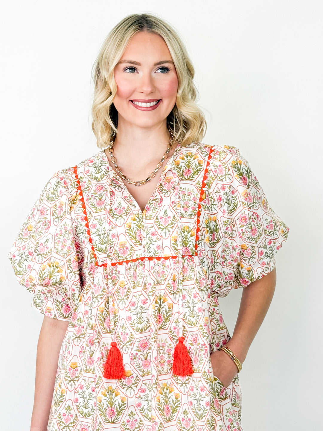 Kaylene - Orange Floral Dress