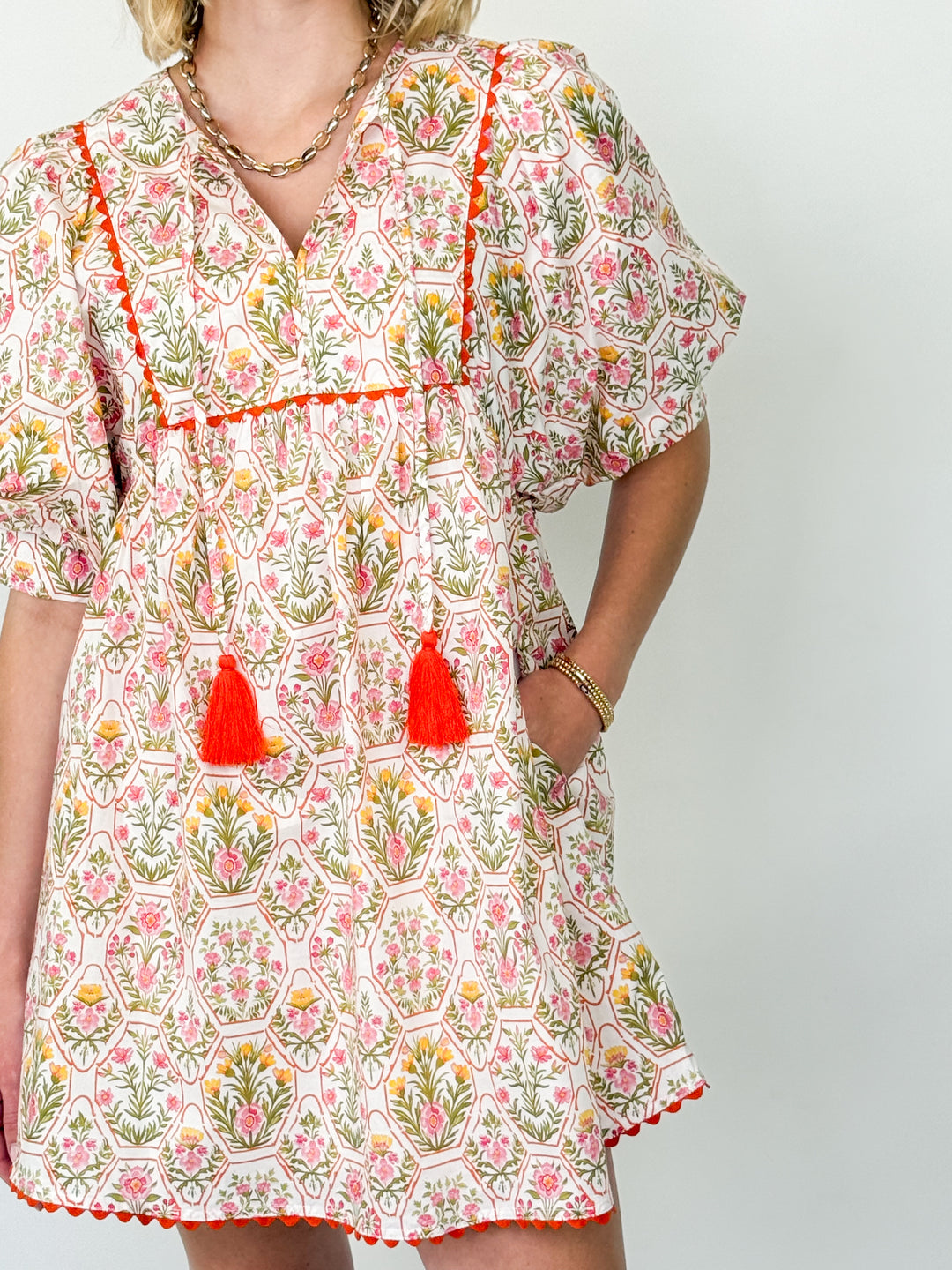 Kaylene - Orange Floral Dress