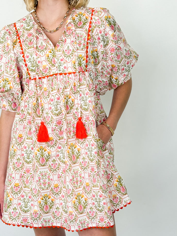 Kaylene - Orange Floral Dress