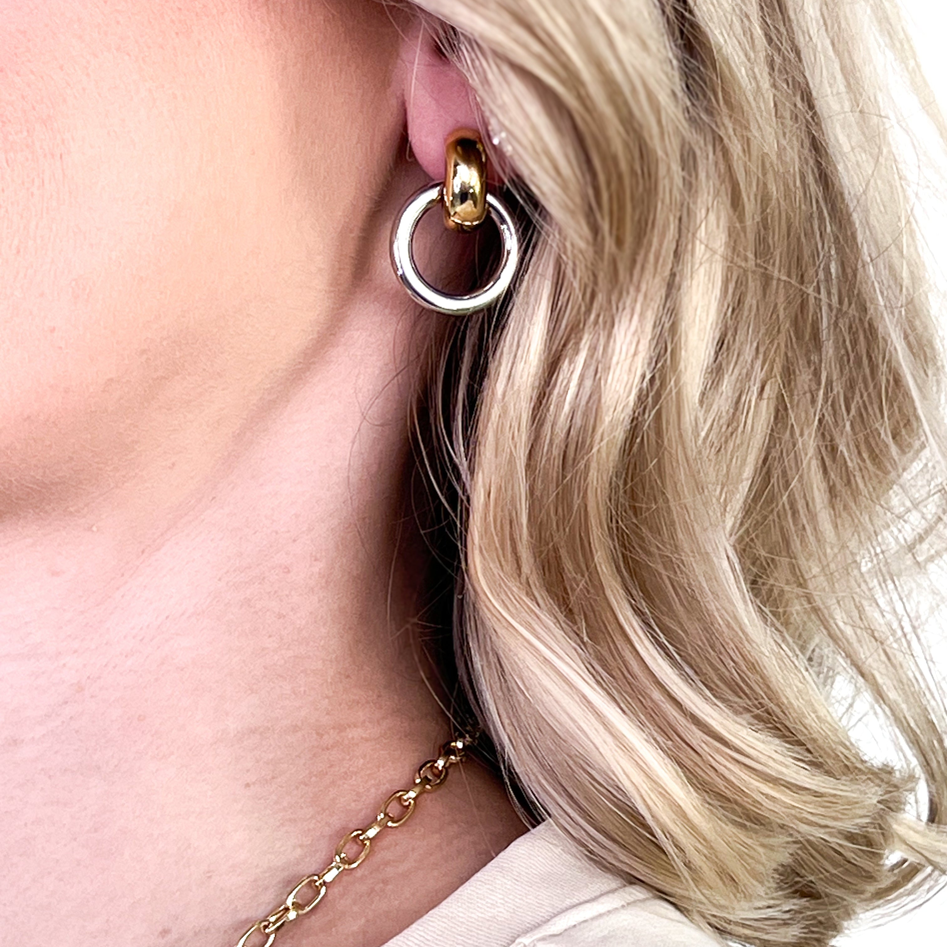 Rina - Two Toned Door Knocker Earrings