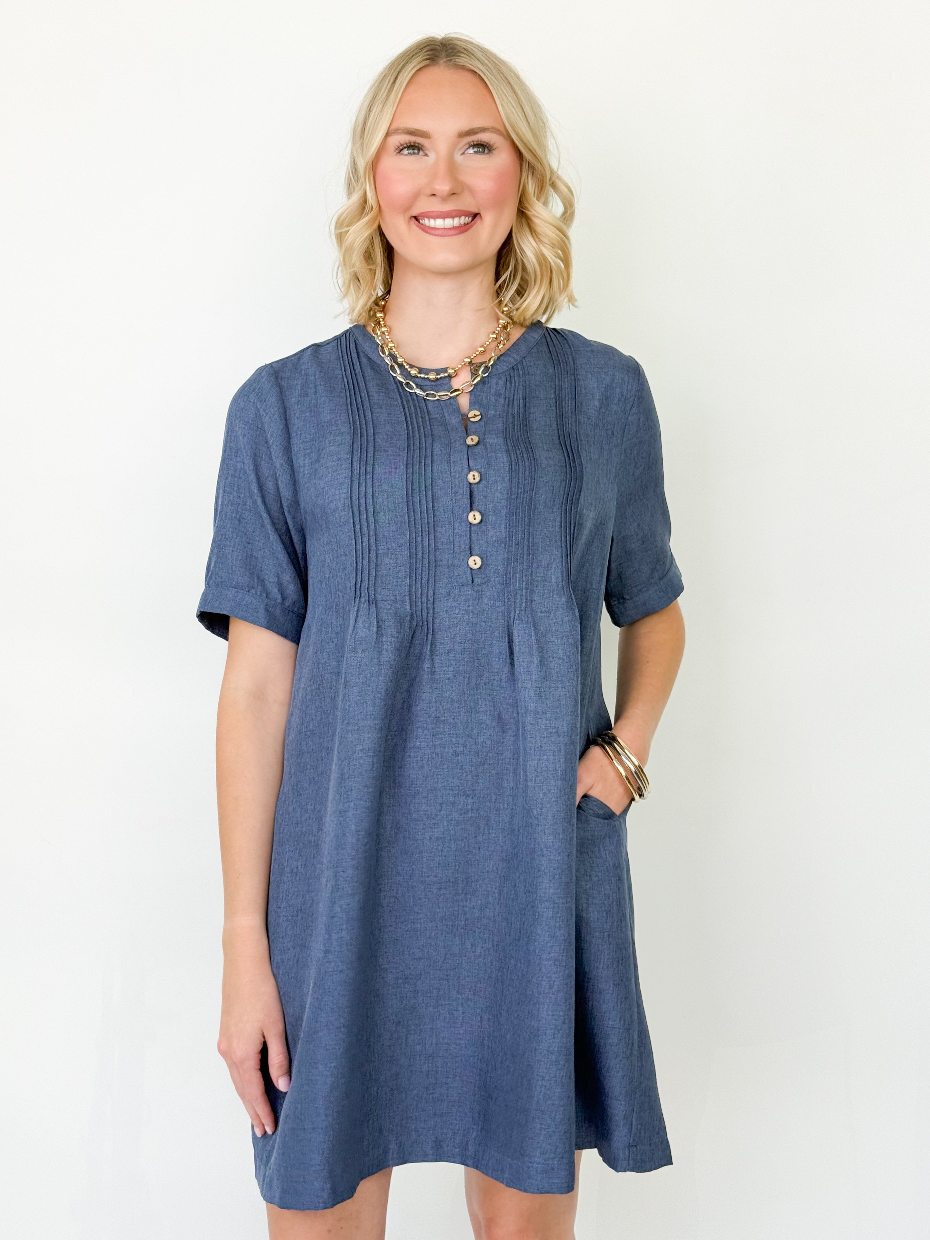 Mindy - Pintuck Babydoll Dress
