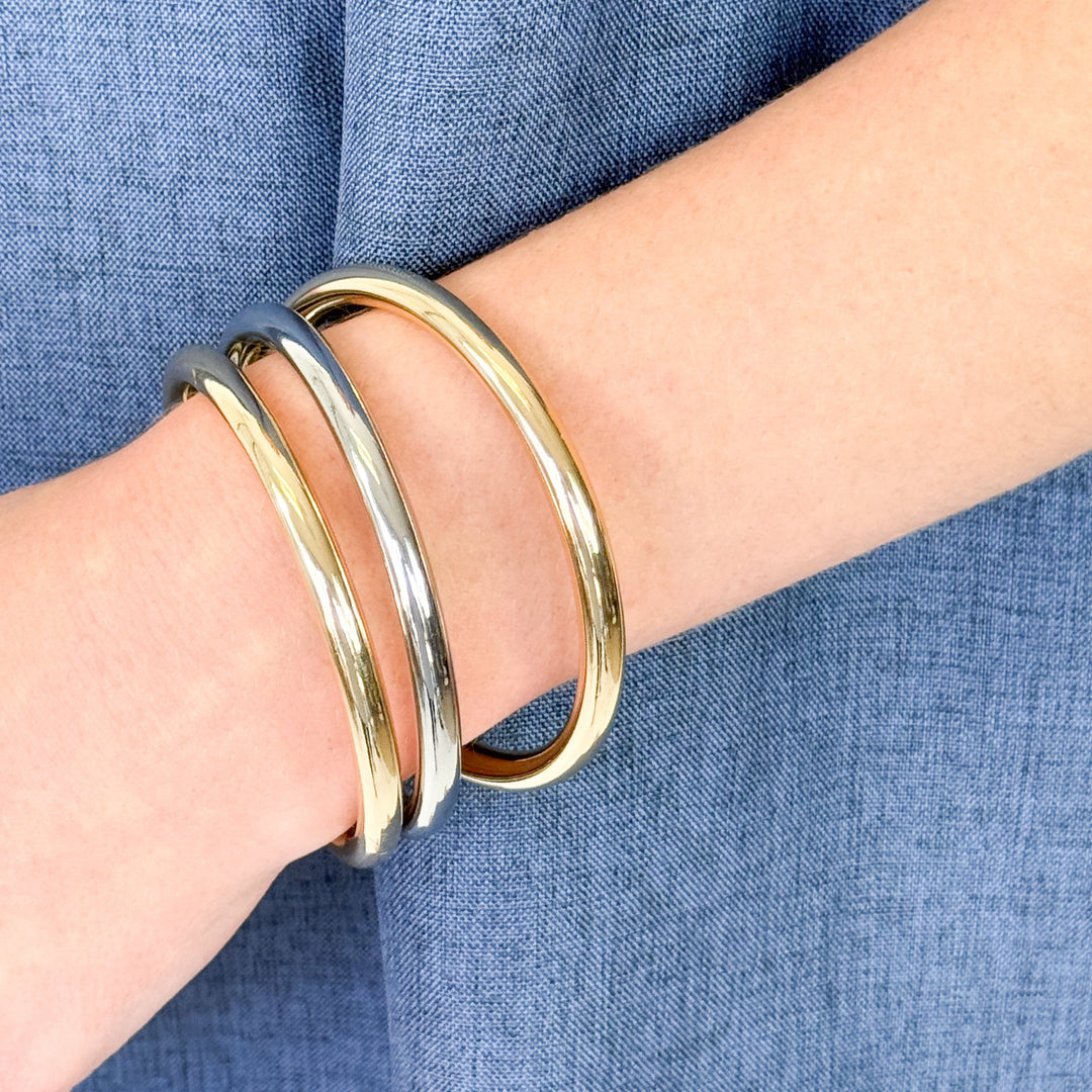 Belle - Mixed Metal Bangle Set of 3