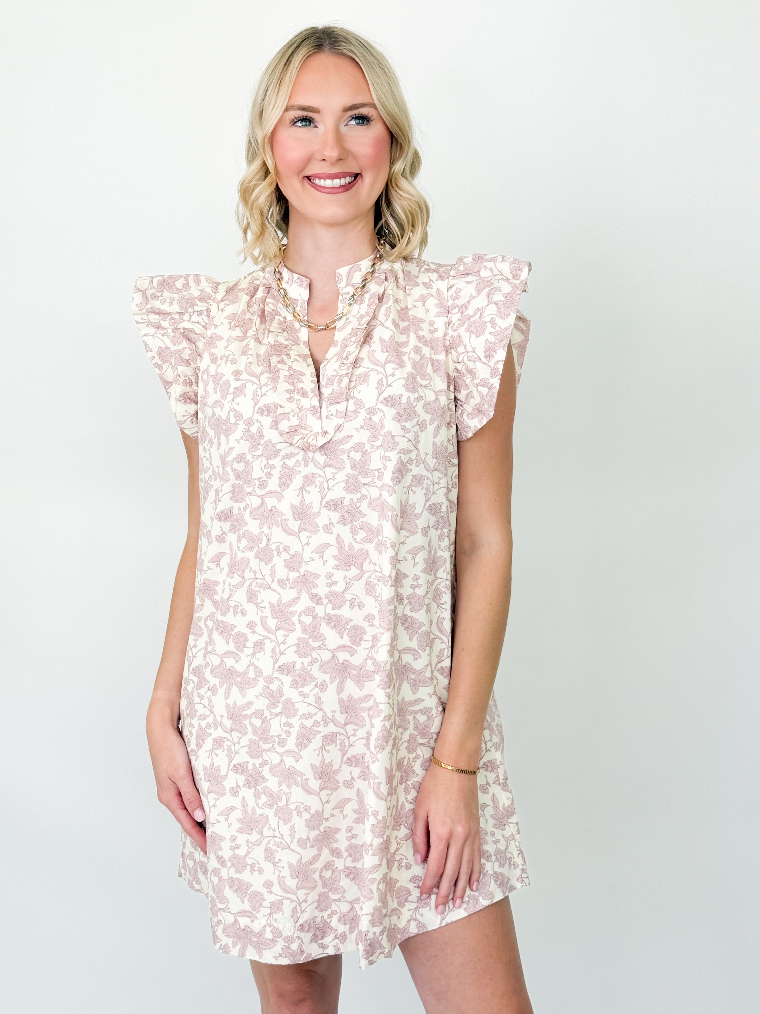 Kris - Floral V-Neck Mini Dress