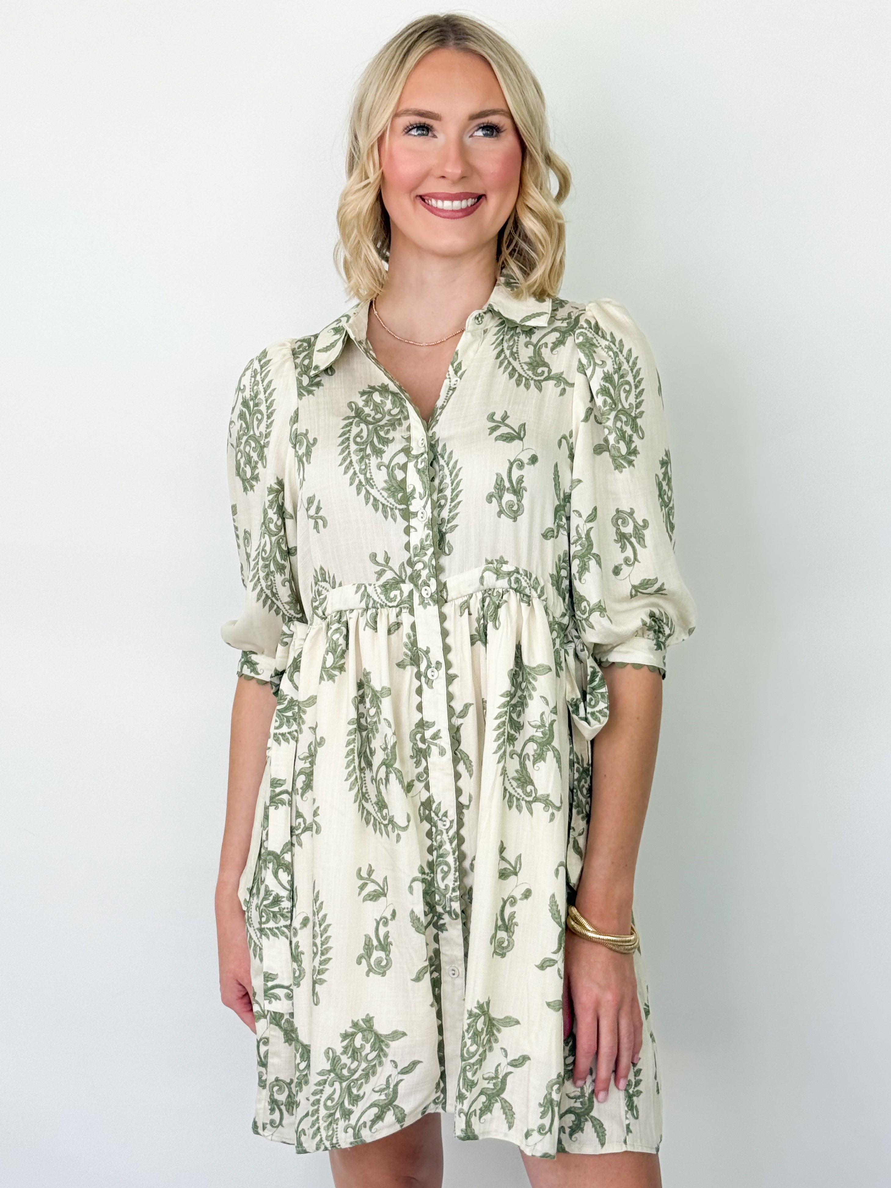 Sloan - Sage Floral Button Down Mini Dress