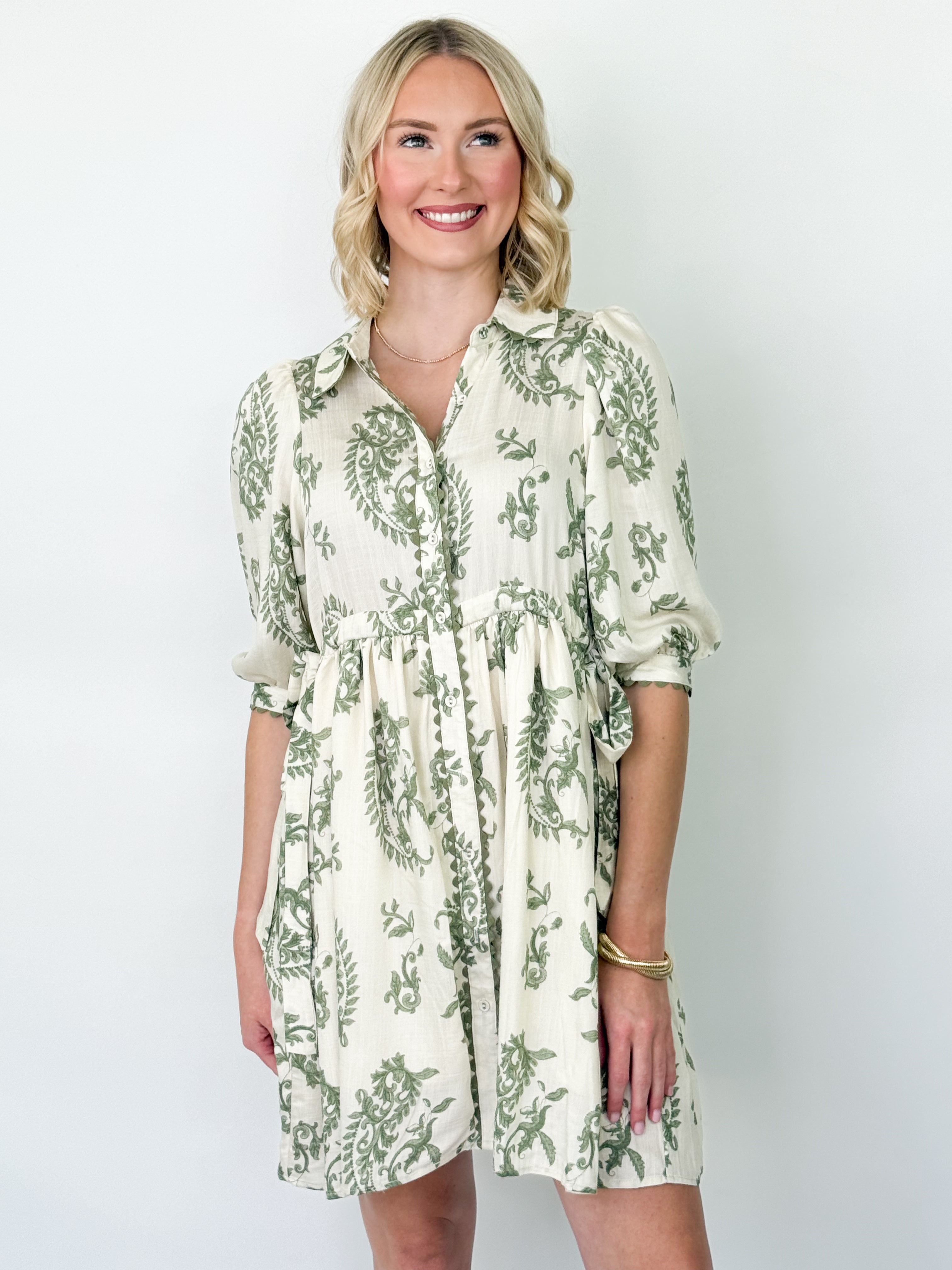 Sloan - Sage Floral Button Down Mini Dress