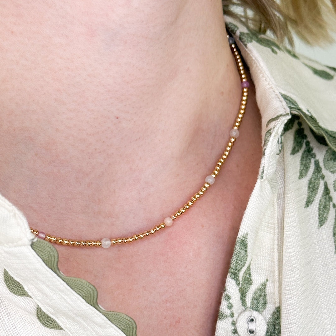Candace - Gold + Multi Beaded Necklace