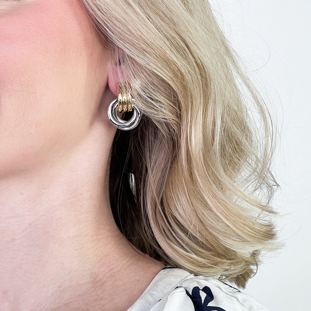 Evelyn - Triple Knot Earrings (Two Toned)