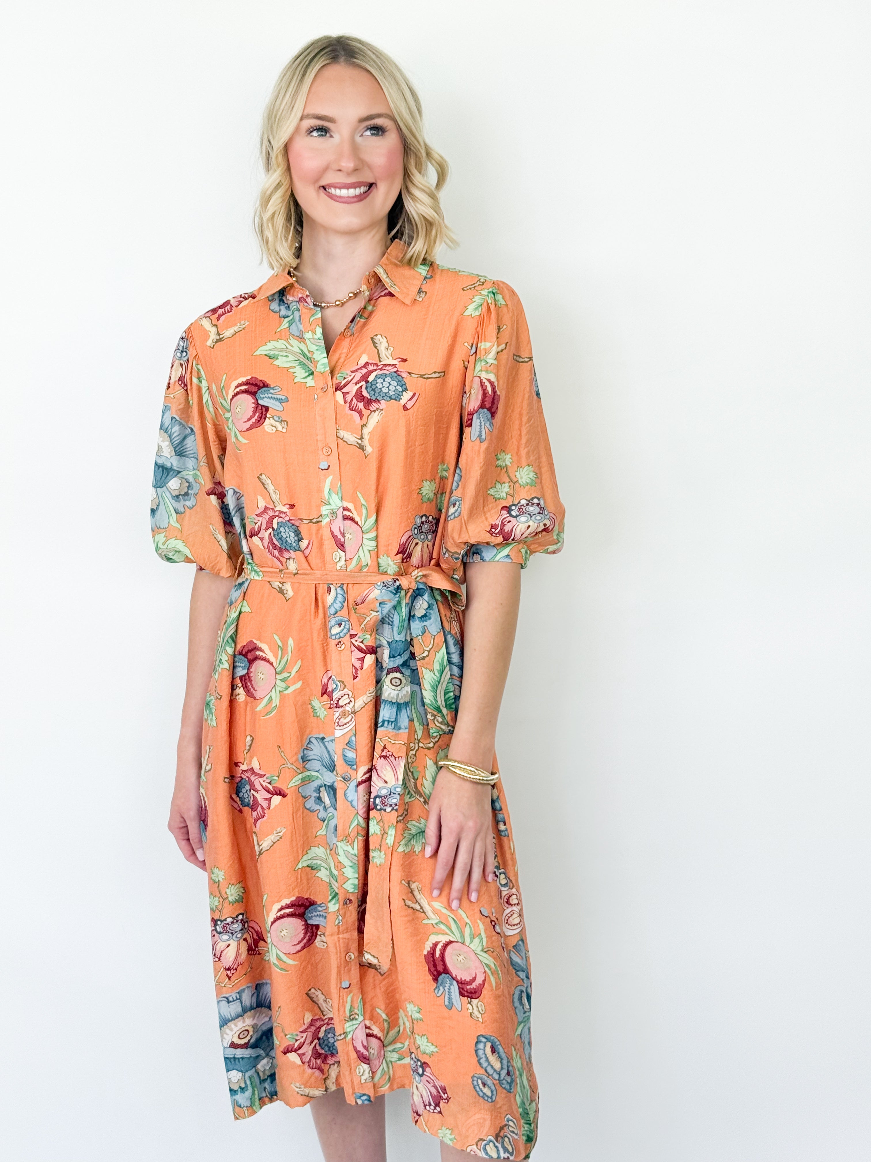 Lexi - Floral Button Front Midi Dress