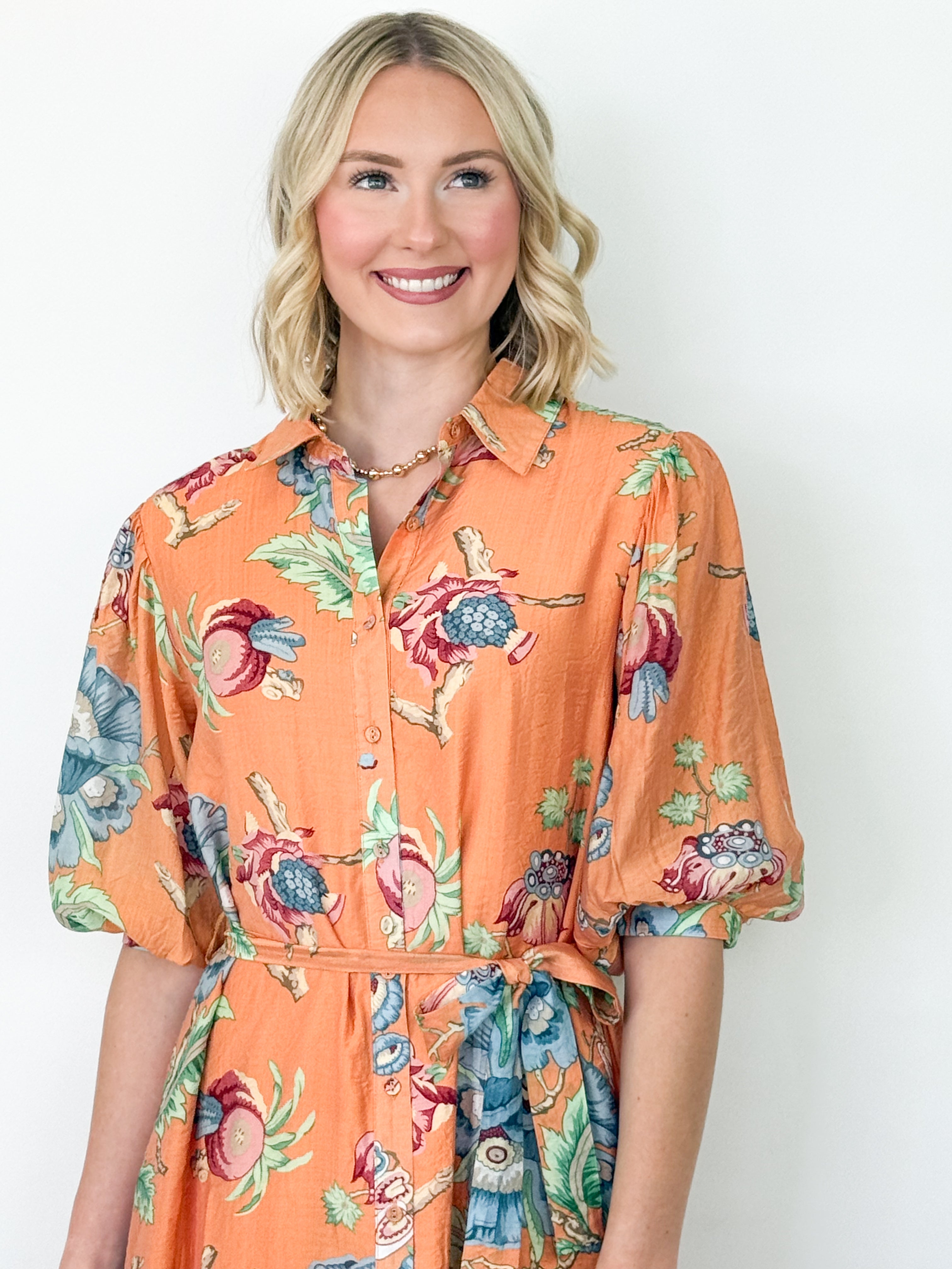 Lexi - Floral Button Front Midi Dress