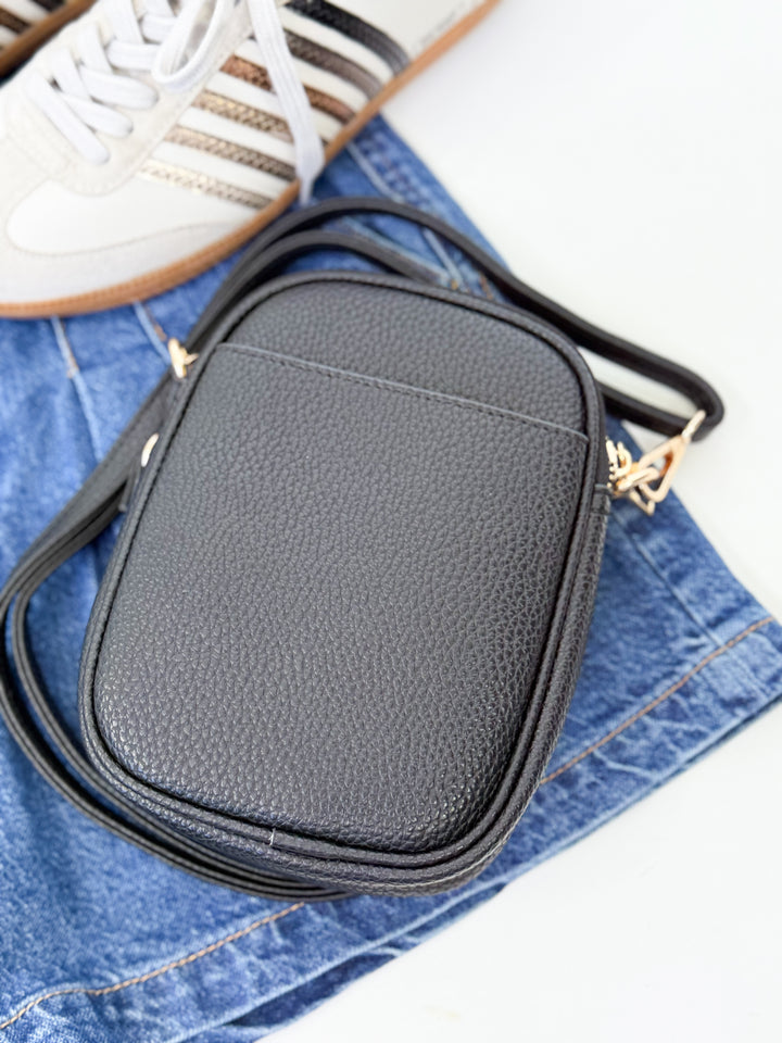 Aubrey - Black Double Zipper Crossbody (Black)