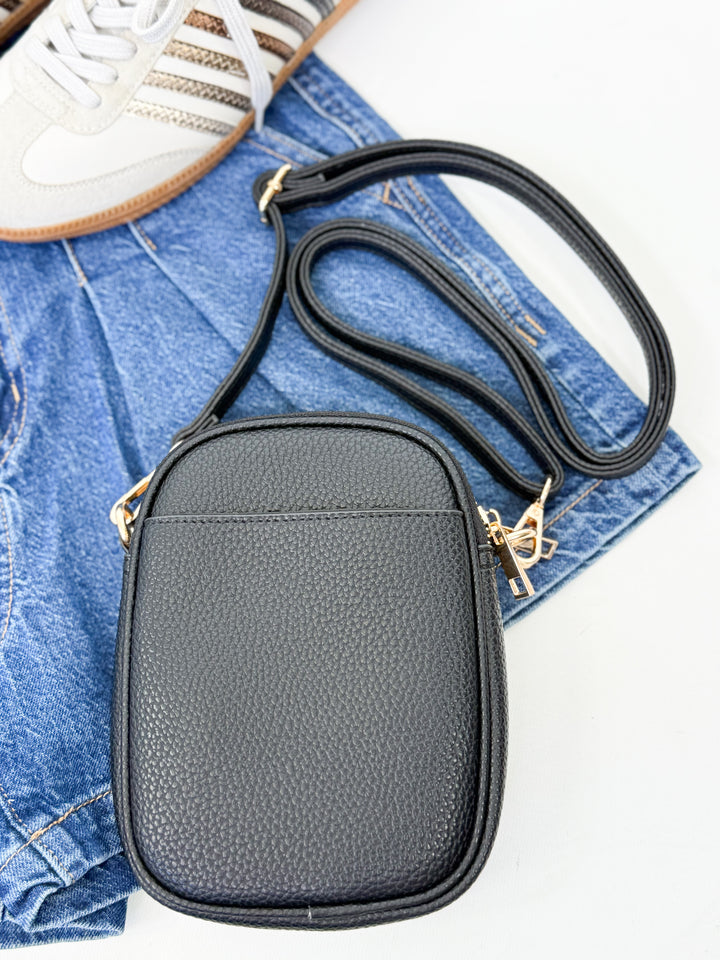 Aubrey - Black Double Zipper Crossbody (Black)