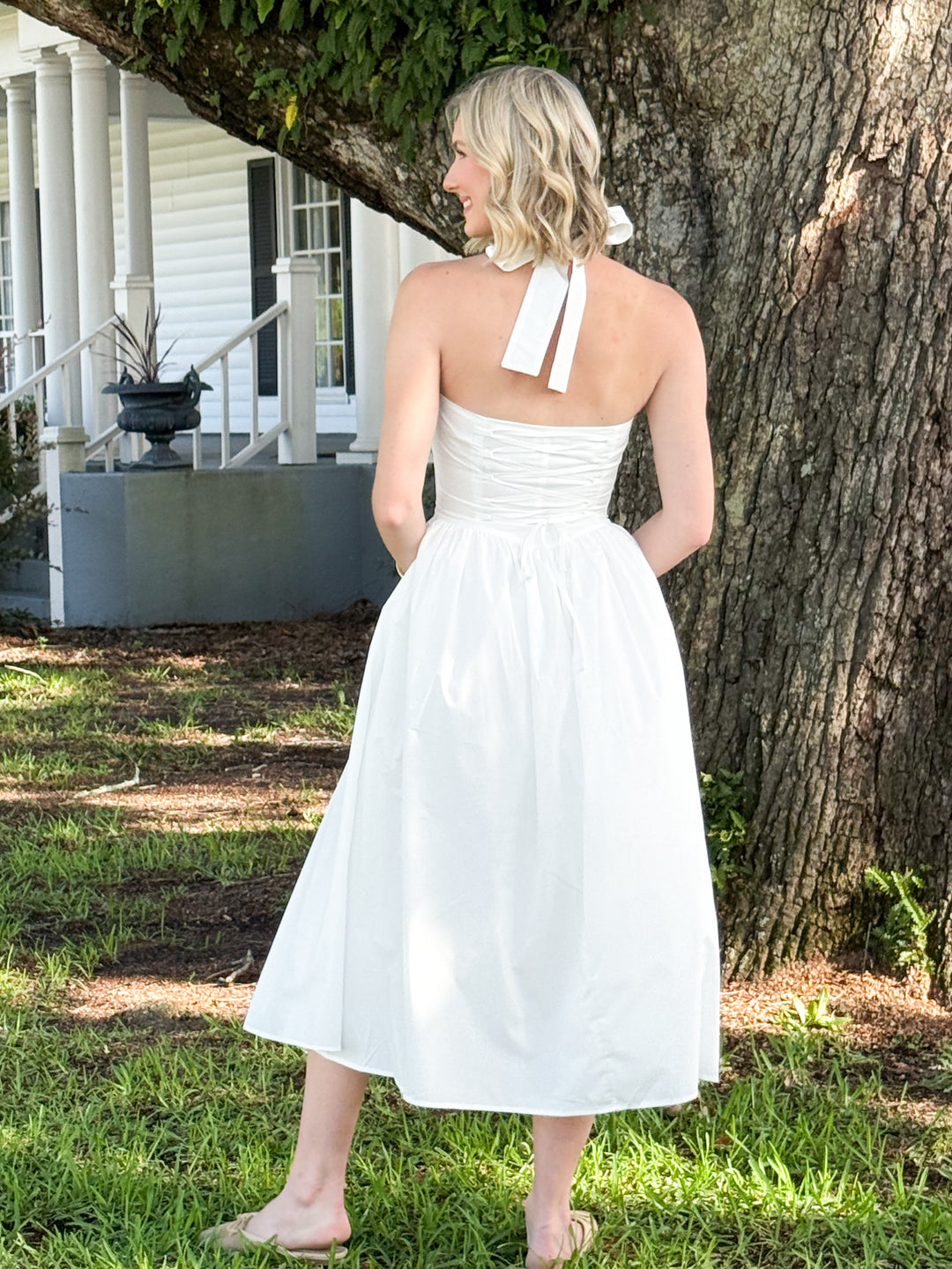 Dolly - White Halter Midi Dress