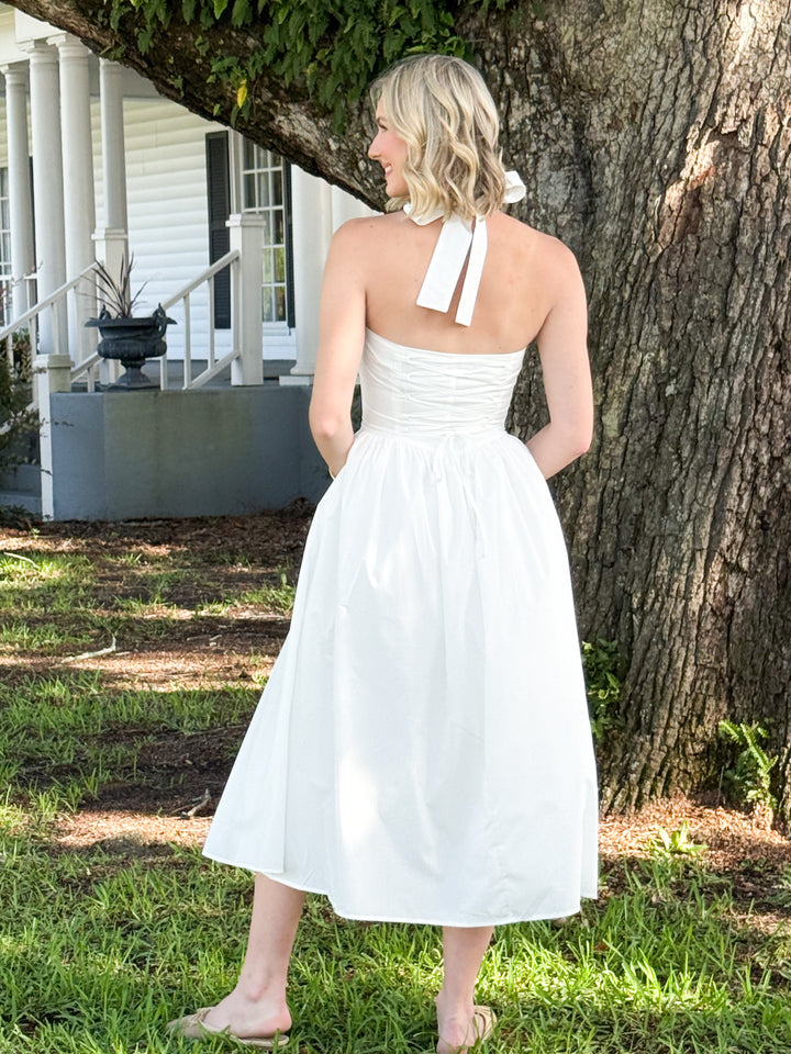 Dolly - White Halter Midi Dress