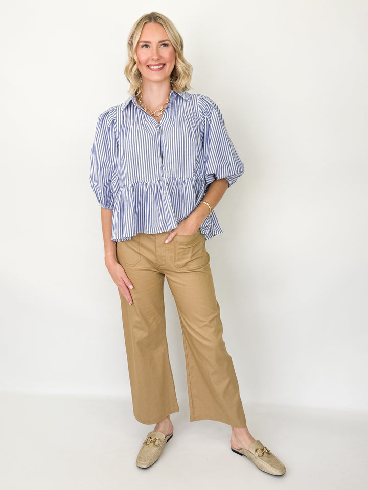 Lasarah - Ankle Cropped Pants (Khaki)