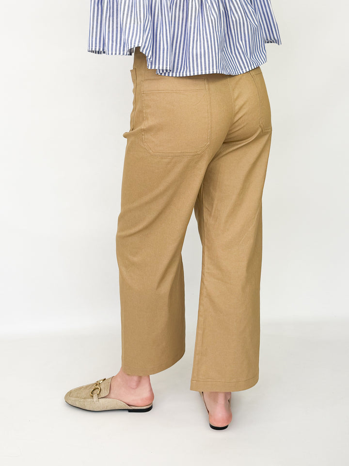 Lasarah - Ankle Cropped Pants (Khaki)