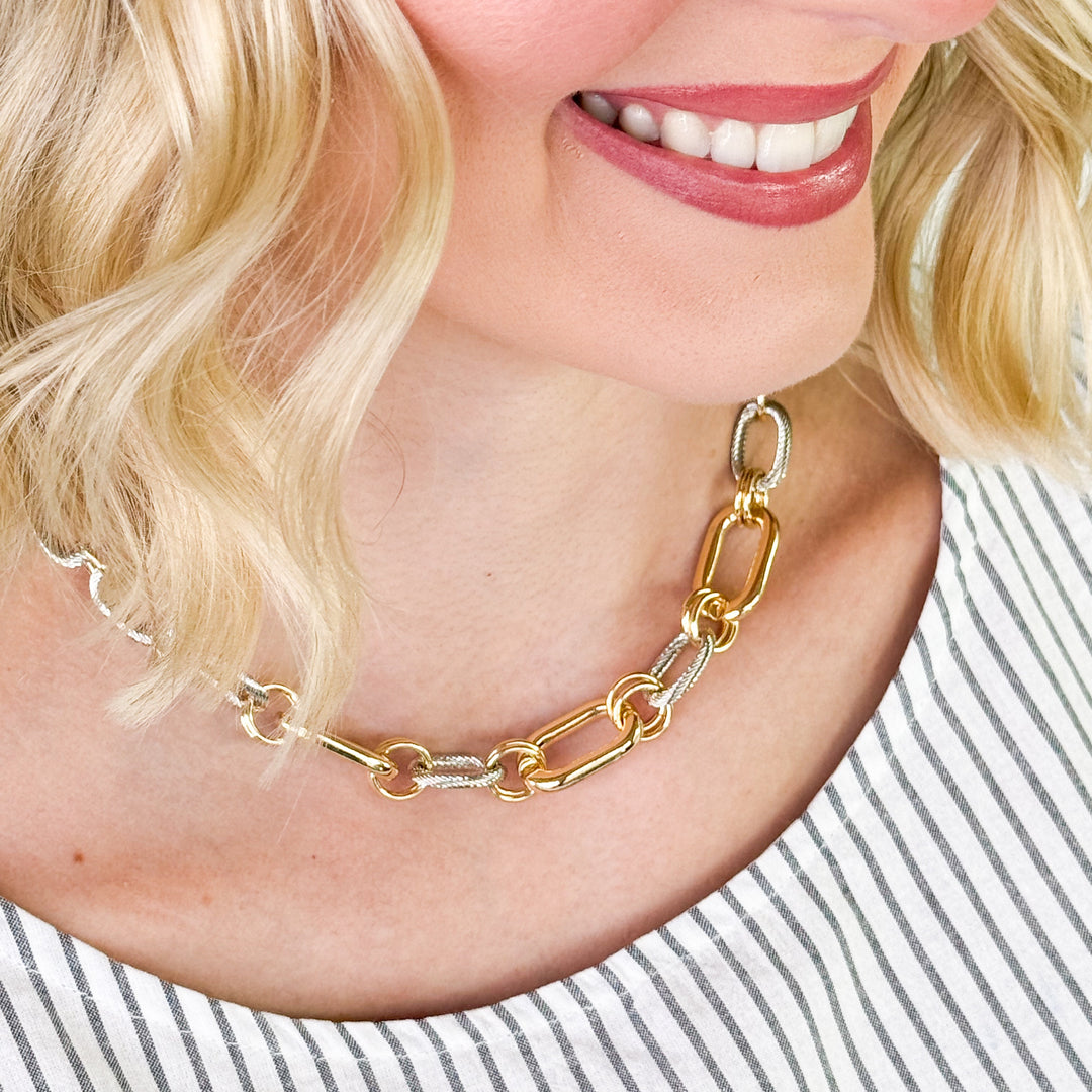 Berkley - Mixed Metal Chunky Chain Necklace