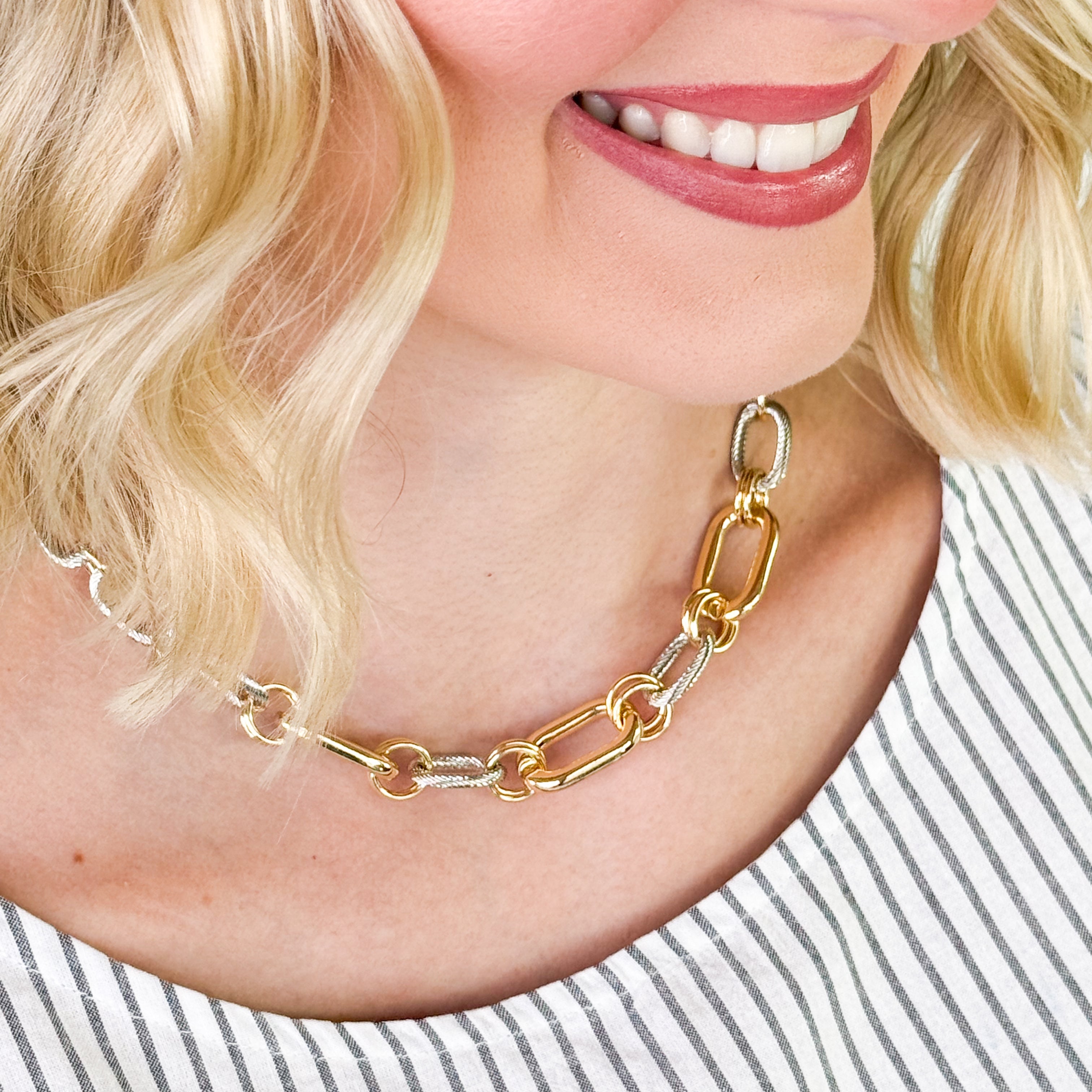 Berkley - Mixed Metal Chunky Chain Necklace