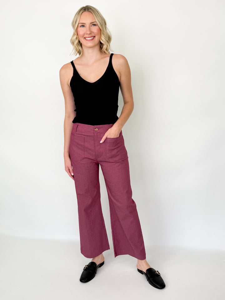 Lasarah - Ankle Cropped Pants (Wine)