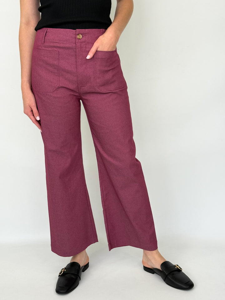Lasarah - Ankle Cropped Pants (Wine)
