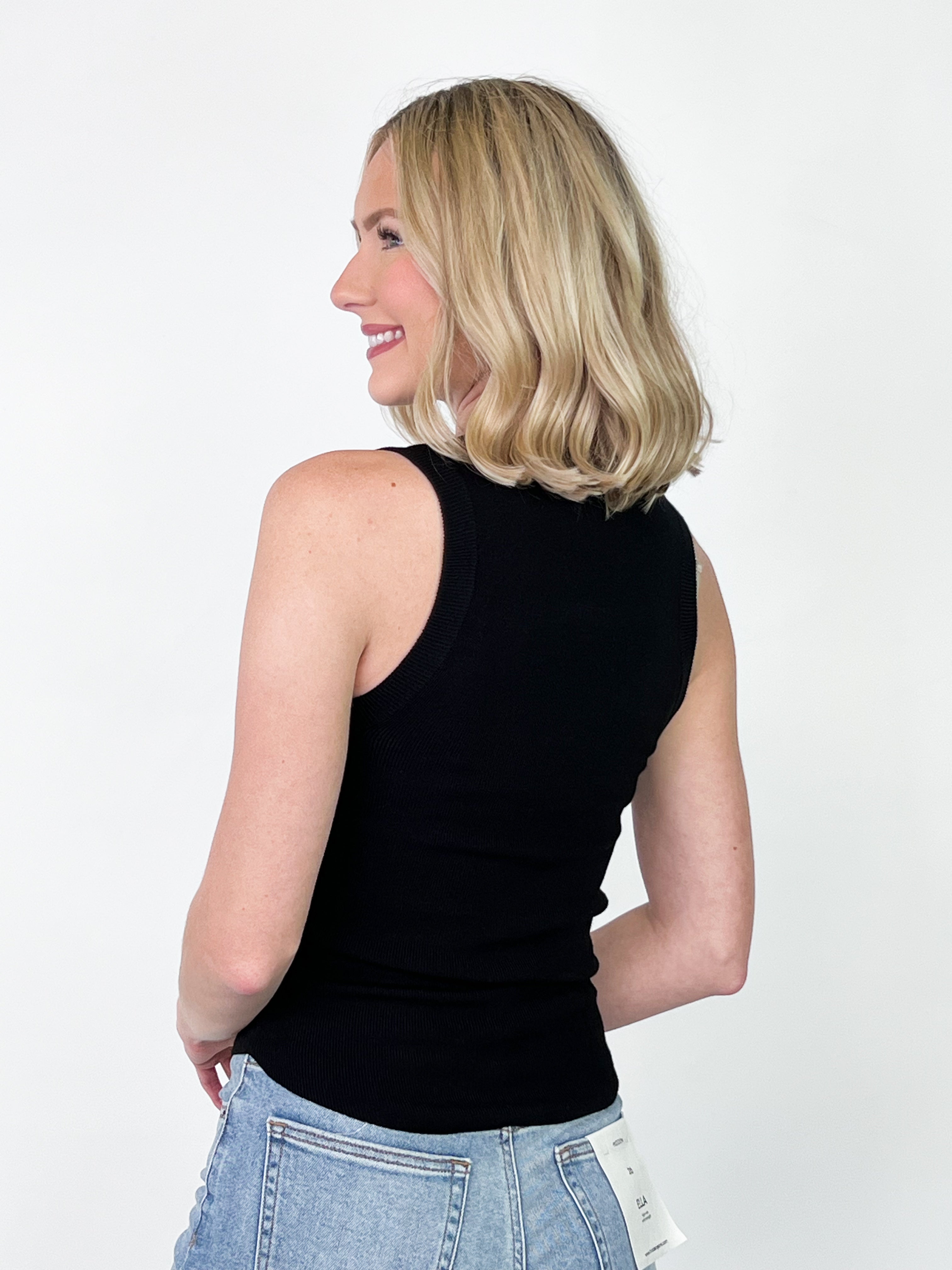 Layla - Sleeveless Ribbed Top (Black)