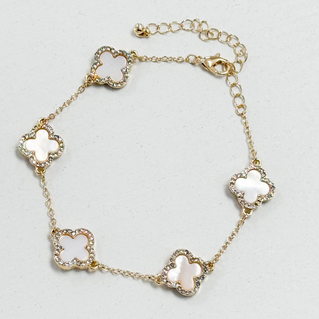 Christine - Gold Opal Clover Bracelet