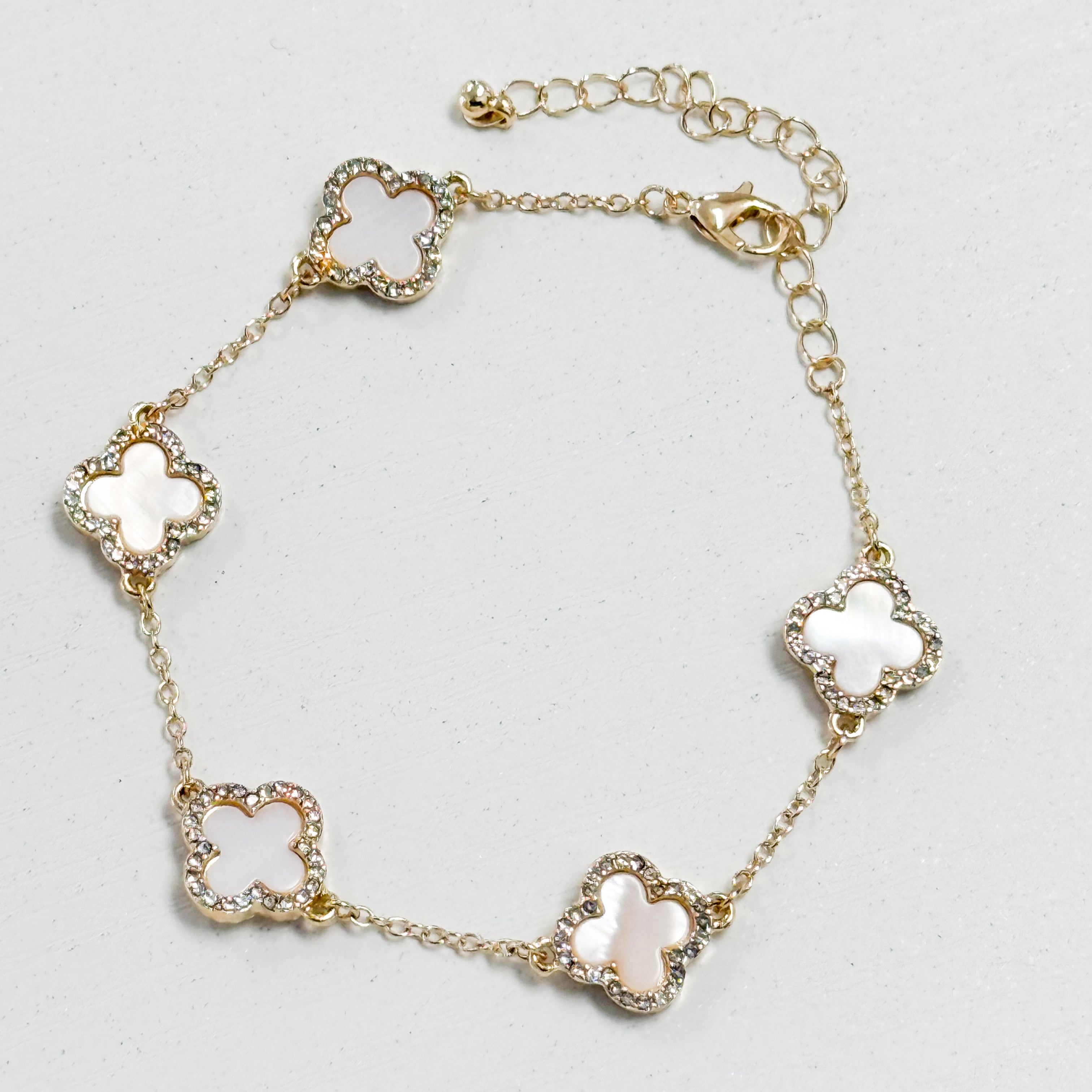 Christine - Gold Opal Clover Bracelet