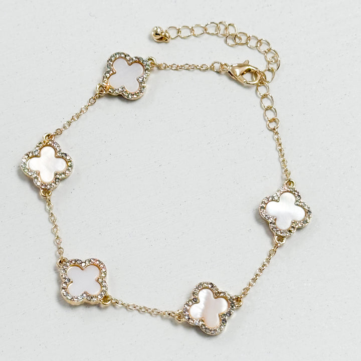 Christine - Gold Opal Clover Bracelet