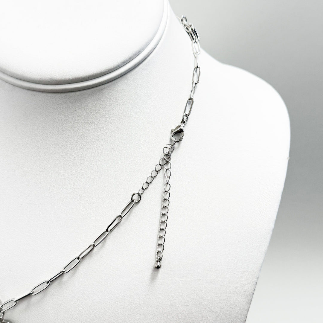 Kelci - Silver Bow Charm Necklace