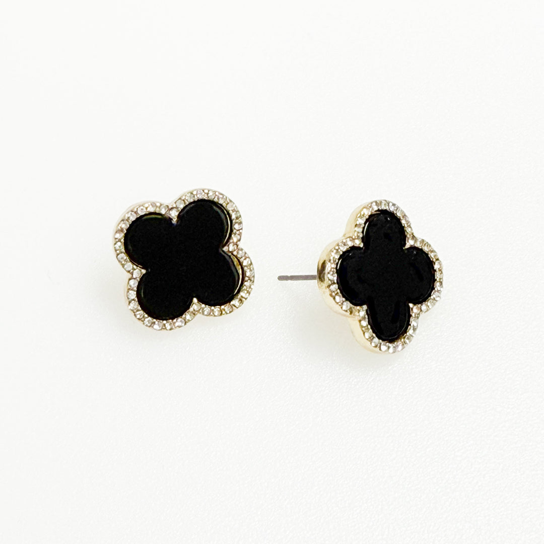 Laurell - Black Clover Stud Earrings